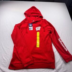 Wisconsin Badgers Hoodie Small Red Waffle Knit Long Sleeve CSA NCAA BNWT Women's